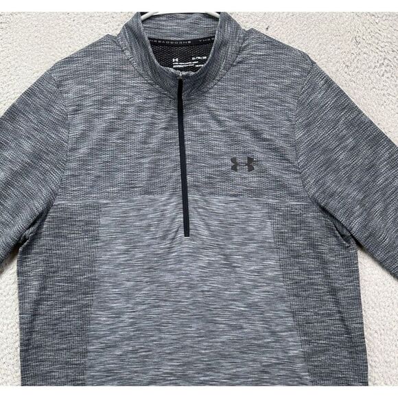 Under Armour Shirt Mens XL Heat Gear Grey Heather Fitted Quarter Zip Pullover
